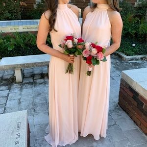 Bill Levkoff 7003 Chiffon Petal Pink Halter Bridesmaid prom Dress size 4